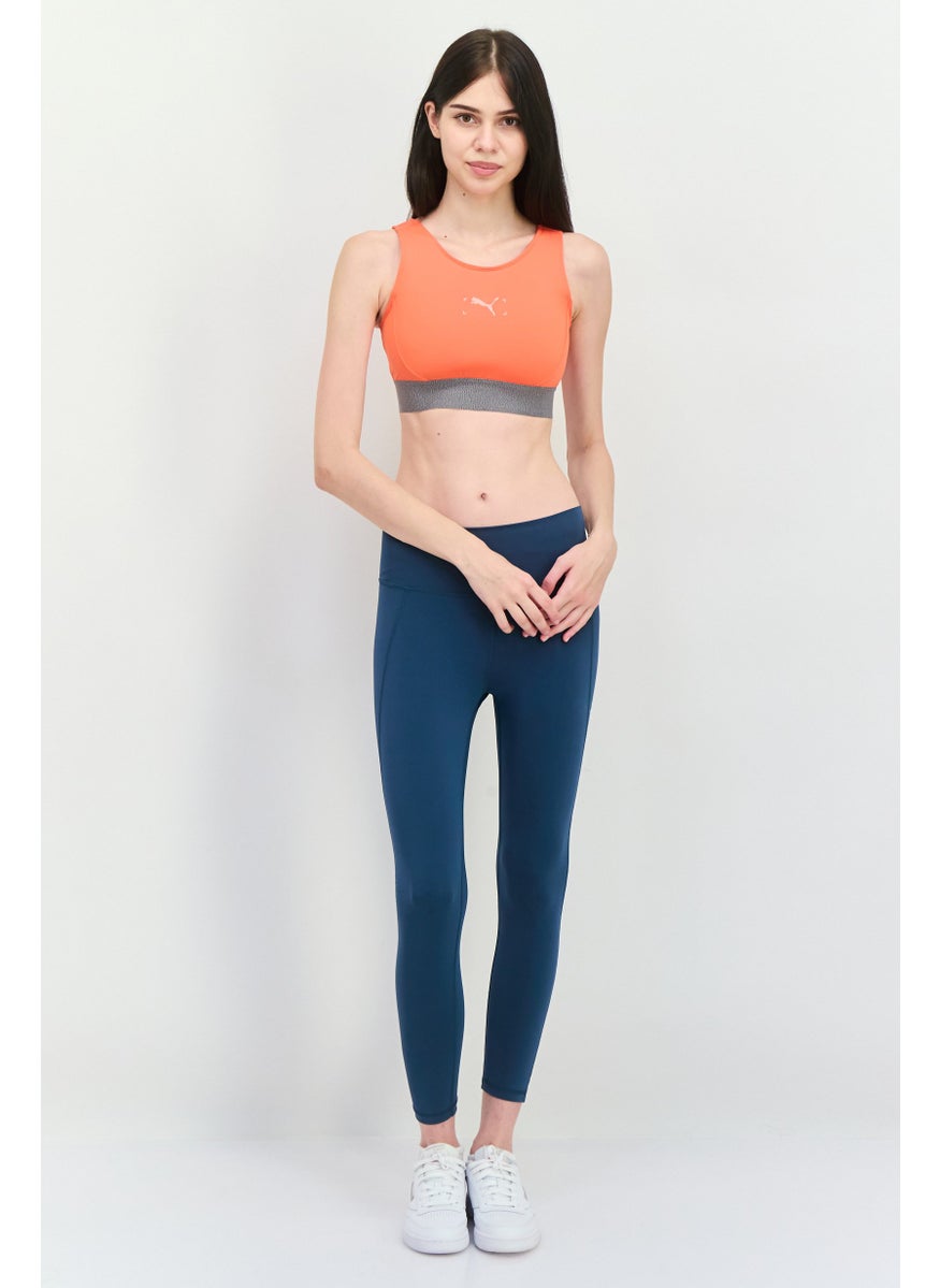 PUMA Women Lightly Padded Brand Logo Sports Bra, Orange/Grey  - Image 4