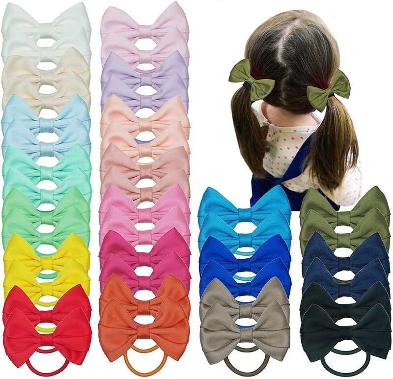 Ayesha Hair Accessories - Ribbon Bows, Hair Ties, Rubber Bands, Pigtail Ponytail Bows for Girls, 14pcs - Image 1