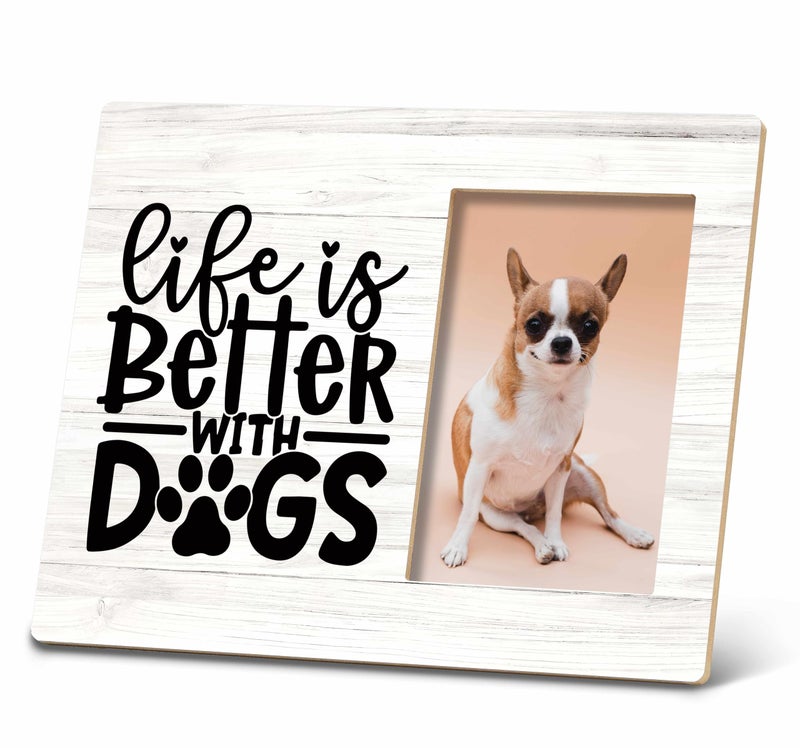 SRADMO Dog Photo Frame 10x8 Inch Wooden Tabletop Frame for Dog Lovers