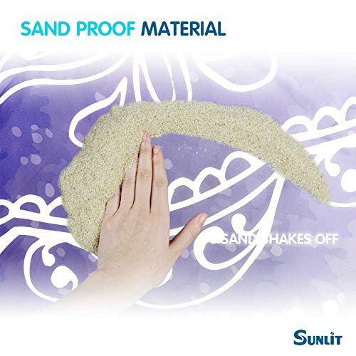 Sunlit Silky Soft 85"x72" Boho Sand Proof Beach Blanket Sand Proof Mat with Corner Pockets and Mesh Bag for Beach Party, Travel, Camping and Outdoor Music Festival, Blue Purple Mandala - Image 3