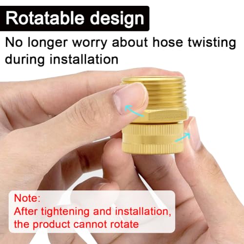 Joywayus Brass 3/4" GHT Female x 1" NPT Male Thread Swivel Pipe Fitting Garden Hose Threaded to Pipe Threaded Adapter - Image 2