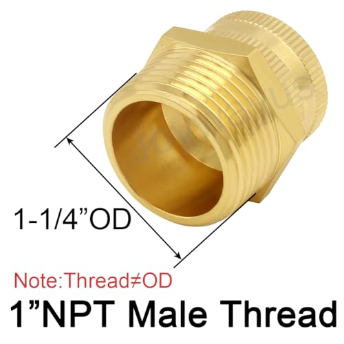 Joywayus Brass 3/4" GHT Female x 1" NPT Male Thread Swivel Pipe Fitting Garden Hose Threaded to Pipe Threaded Adapter - Image 3
