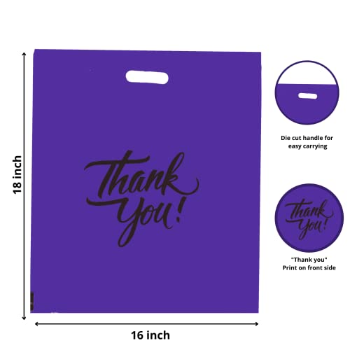 Infinite Pack 100Pcs Thank You Merchandise Bags, Extra Thick 2.35Mil 12"x15" Purple Retail Plastic Shopping Bags for Small Business Stores Boutique Clothes, Reusable Gift Bags Plastic Bags with Handle - Image 2