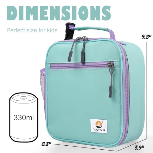 CaCTOUR Lunch Box Kids,2 Packs Insulated Lunch Bag for Girls Boys,Soft Bag Mini Cooler Back to School Thermal Reusable Lunch Bag for Work School Picnic（Light Green & Pink - Image 2