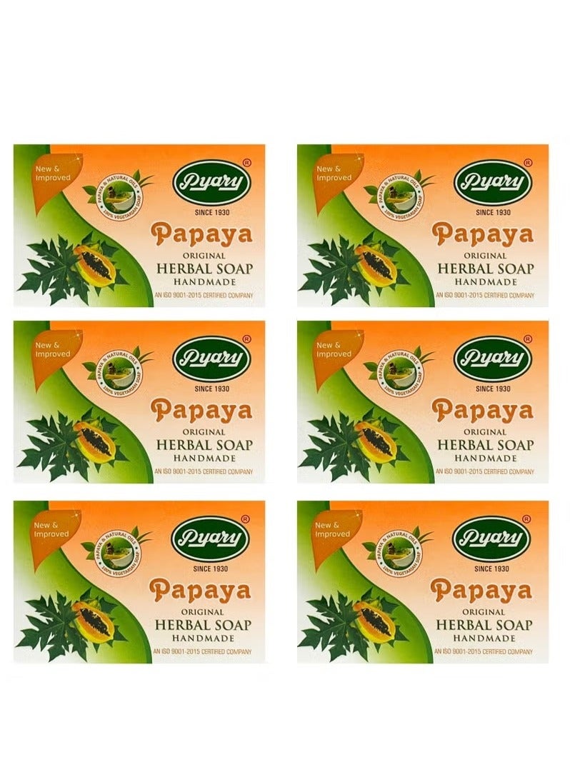 Pyary Papaya Original Herbal Soap 75gm (Pack Of 6) - Image 1