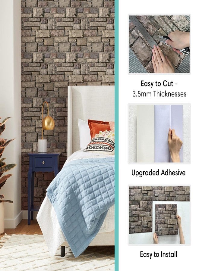 Commomy 3D Stone Wall Panels Peel and Stick -10 pcs 11.8" x 11.8" Printable Faux Stone Wallpaper Sticker Self-Adhesive Wall Tile for Interior Wall Decor, RV, Kitchen, Bathroom, Living Room - Image 4