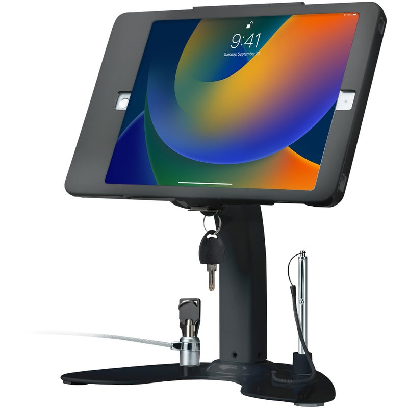 Dual Kiosk Stand CTA Dual Security Kiosk Stand with Locking Case Cable and 360Degree Rotating Base Compatible with iPad 7th 8th 9th Gen 102inch iPad Air 4 PADASKB10 Black