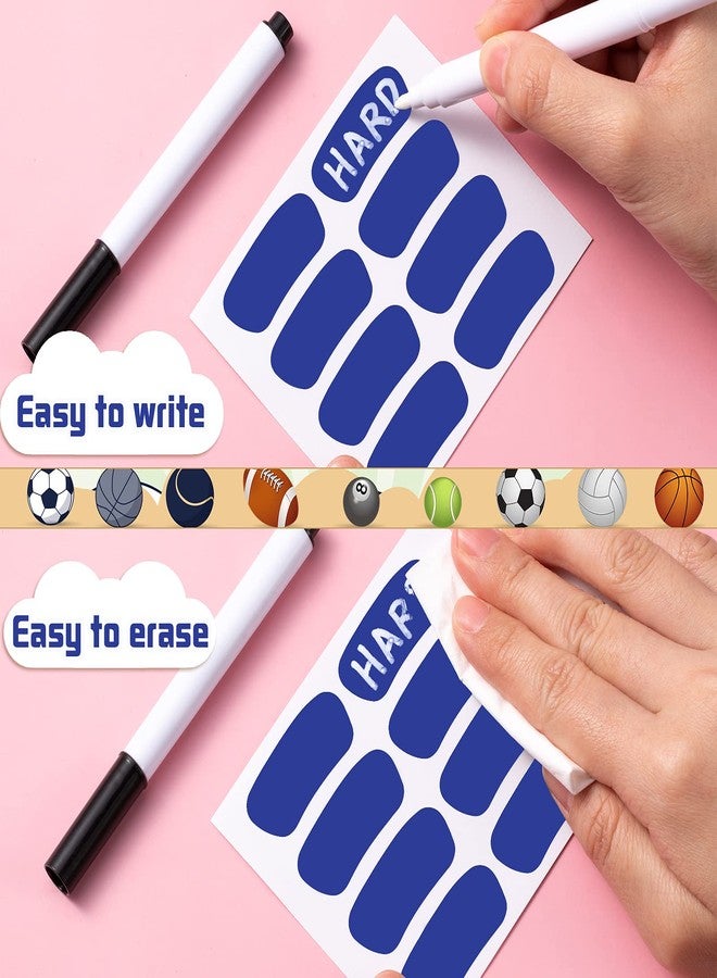 Leelosp 160 Pieces Sports Eye Stickers for Kids Football Softball Baseball Face Stickers Lacrosse Fans Eye Strips with 2 Pencils for Party Game Sport Supplies(Blue) - Image 3