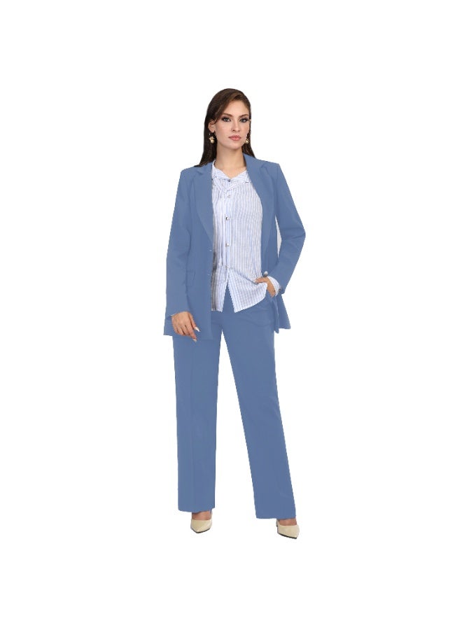 Smoky Egypt Elegant Lady Solid Blazer-Indigo - Image 2