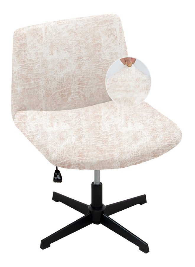 NILUOH Leather Like Criss Cross Chair Cover, Stretch Mid Back Wide Armless Accent Chair Slipcover, Exquisite Vanity Chair Cover for Dorm Home Desk Office Chair - Image 1