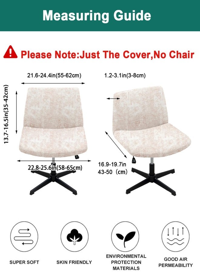 NILUOH Leather Like Criss Cross Chair Cover, Stretch Mid Back Wide Armless Accent Chair Slipcover, Exquisite Vanity Chair Cover for Dorm Home Desk Office Chair - Image 2
