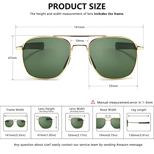 SUNGAIT Men's Military Style Polarized Pilot Aviator Sunglasses - Bayonet Temples (Gold/Dark Green + Gunmetal/Gray) SGT285JKML-QKH - Image 5