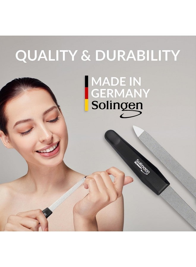 marQus Sapphire Nail Files Set - 6 Pcs With 3-Way Nail Buffer - Stainless Steel, Double Sided Sapphire Grit For Natural Nails, Solingen Germany - Black Non-Slip Handle - Professional Nail Care Kit - Image 2