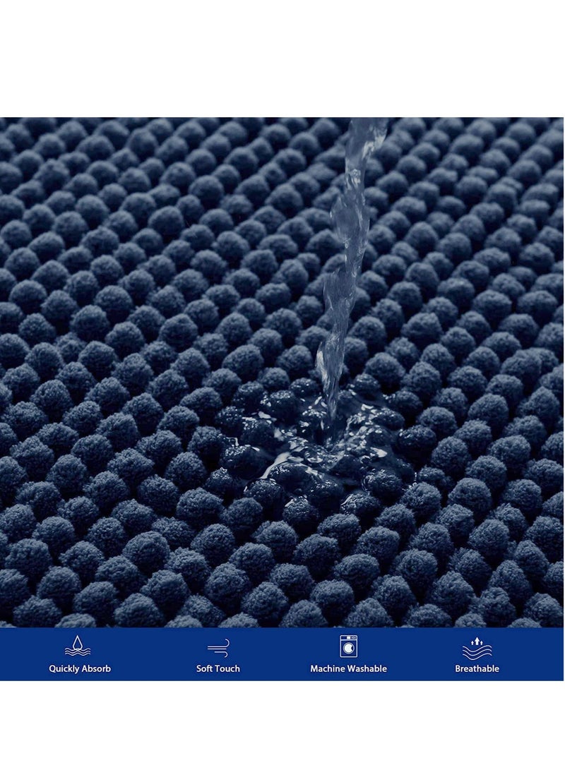 TYCOM Bathroom Rugs Bath Mat Non Slip Fluffy Soft Plush Microfiber Shower Carpet Rug Washable Non-Slip Carpet Mat for Bathroom Floor 50 By 120 CM Short Fiber Dark Blue.  - Image 5