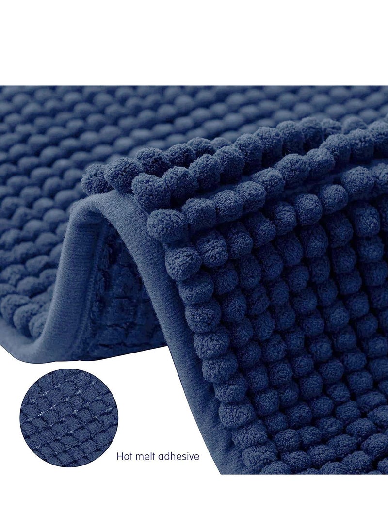 TYCOM Bathroom Rugs Bath Mat Non Slip Fluffy Soft Plush Microfiber Shower Carpet Rug Washable Non-Slip Carpet Mat for Bathroom Floor 50 By 120 CM Short Fiber Dark Blue.  - Image 4