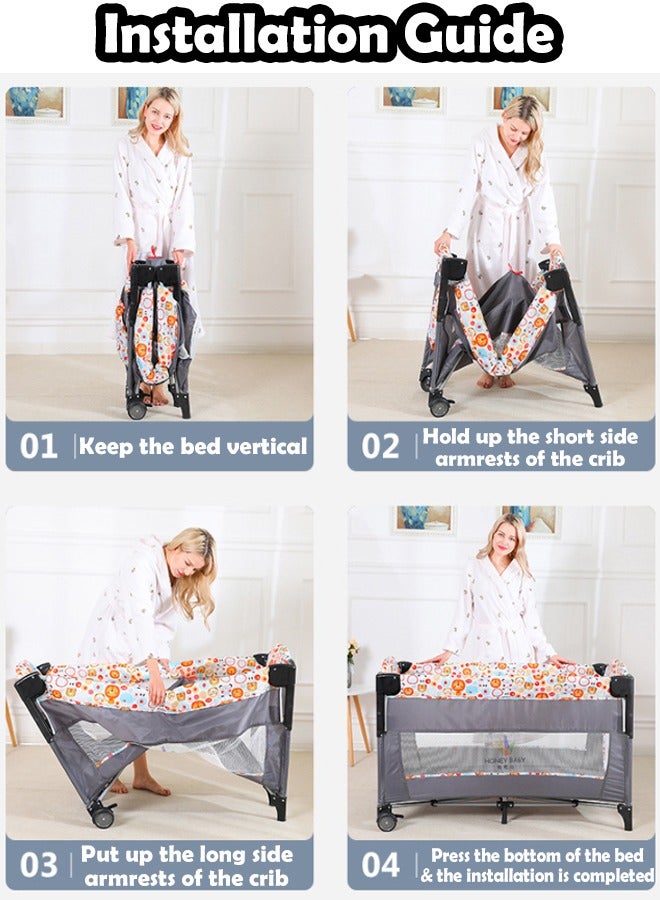 ZCM-HAPPY Multifunctional Portable Folding Crib And Playbed Ideal For Newborns And Toddlers With Travel Carry Bag - Image 5