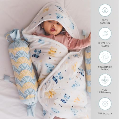 TIDY SLEEP Newborn Hooded Baby Blanket | Soft Cotton Receiving Wrap for 0–3 Months | Hospital Swaddle for Boys & Girls (Mom&Me) - Image 2