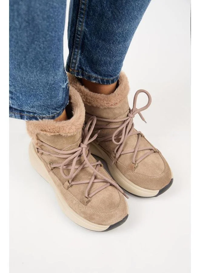 Manijero  (Solon) Women's Genuine Leather, Fur-Lined, Lace-Up Vison Boot. for Women | Best Price UAE
