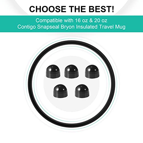 MLKSI Seal Replacement and Rubber Stopper for Contigo Snapseal Coffee Travel Mug, 10 Pack Silicone Sealing Ring Stopper Lid, 5* Seal and 5* Stopper (SET55) - Image 3