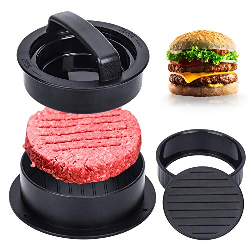 EPPARN Burger Press, Hamburger Press Patty Maker With 100Pcs Hamburger Patty Paper, 3 in 1 Non Stick Patty Mold for Stuffed Burgers, Sliders, Veggie Beef Burger, Kitchen Barbecue Tool Grilling Accessories - Image 1
