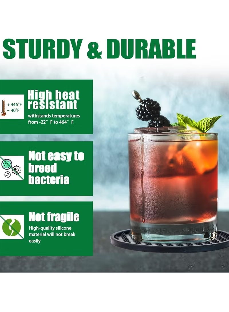 Relex Drink Coasters Set of 6, Silicone Coasters for Drinks with Holder, Cup Mat for Drinks Non-Slip Non-Stick, for Any Table Type Furniture from Damage, Coasters for Fits Any Size of Cup (Black Coasters) - Image 5