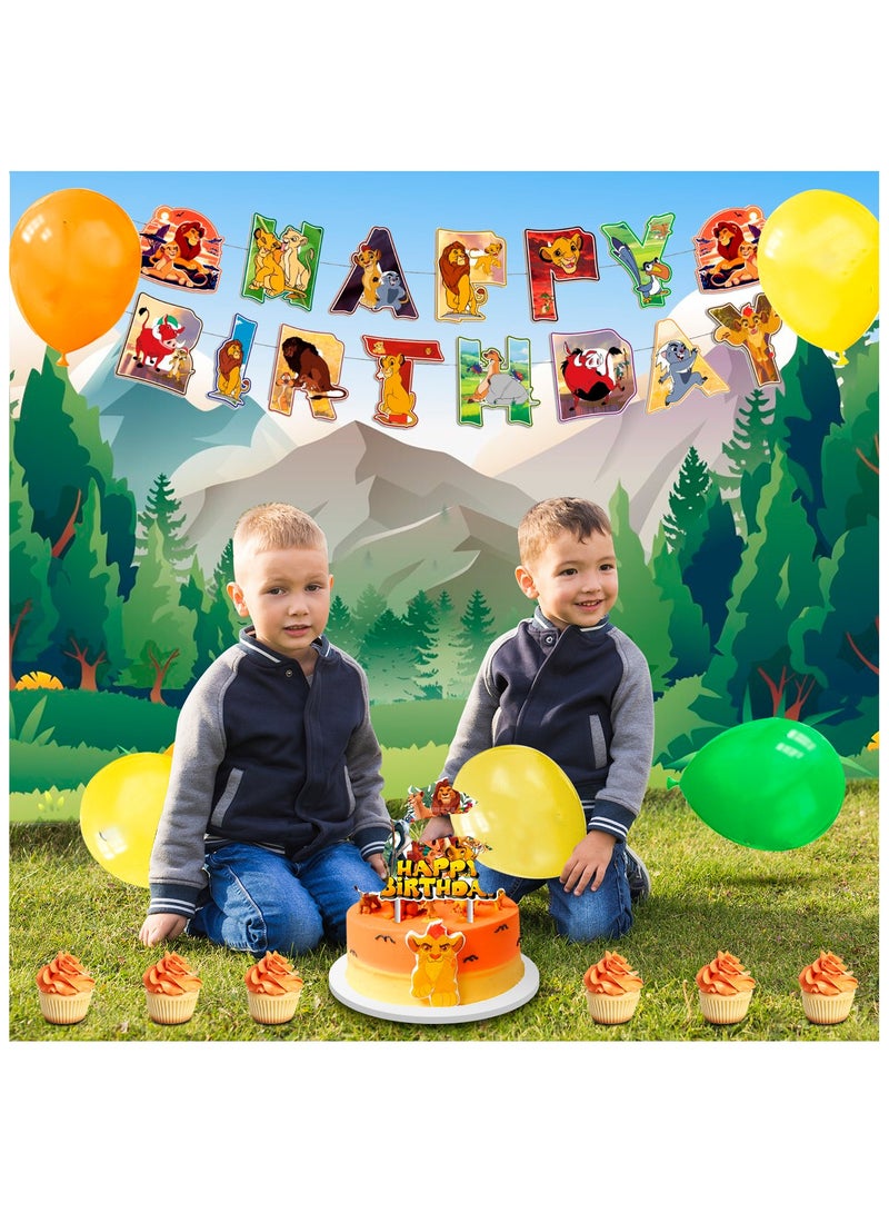 حفلة مثمرة طقم أدوات مائدة حفلة عيد ميلاد الأسد الملك لـ 16 ضيفًا، زينة حفلة الأسد الملك، أطباق حفلة عيد ميلاد الأسد الملك ذات الطابع الخاص بالأسد الملك مناديل مفرش المائدة - Image 5