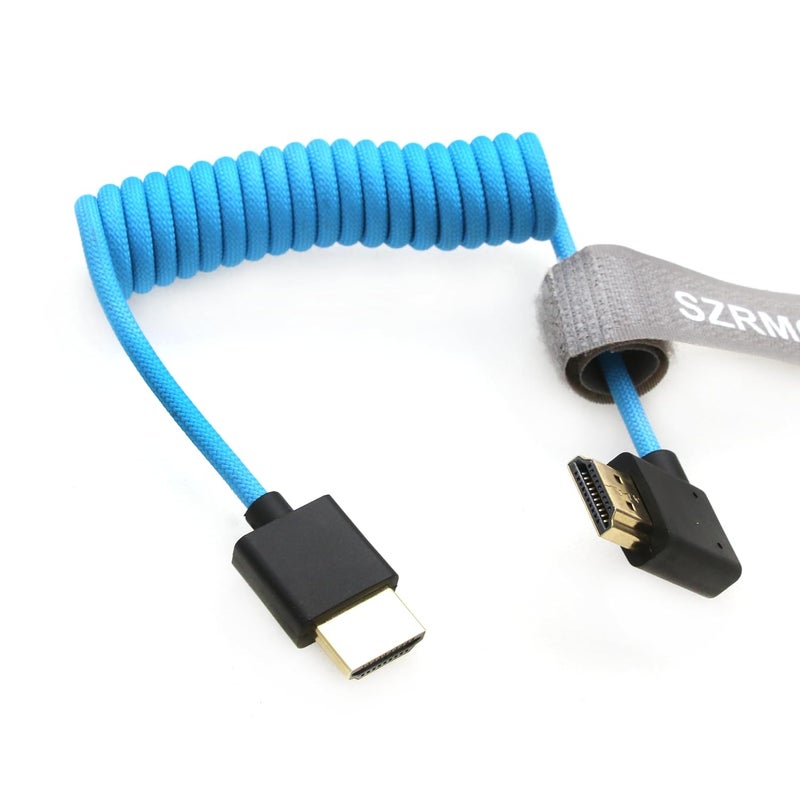اس زد ار ام سي سي كابل 8K HDMI إلى HDMI بزاوية يسرى فائق السرعة ملفوف مضفر للكاميرا Z Cam E2 Sony FX6 FX9 Canon EOS C70 C300 Portkeys BM5 Atomos Ninjav V Shogun Monitor - Image 3