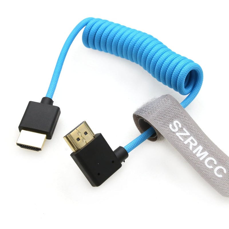 اس زد ار ام سي سي كابل 8K HDMI إلى HDMI بزاوية يسرى فائق السرعة ملفوف مضفر للكاميرا Z Cam E2 Sony FX6 FX9 Canon EOS C70 C300 Portkeys BM5 Atomos Ninjav V Shogun Monitor - Image 4
