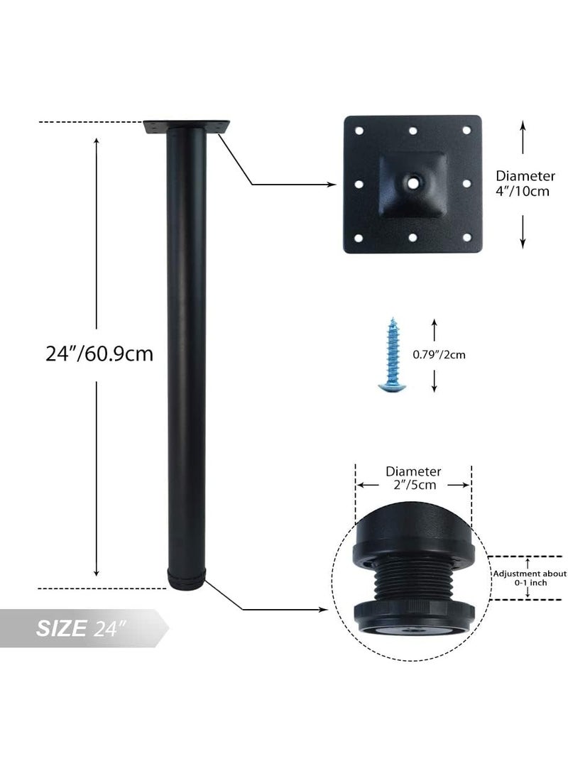 Ventuos 24 Black Modern T Shape Metal Table Legs 4 Pack for Desks Standing Desks Sofas Benches DIY Projects