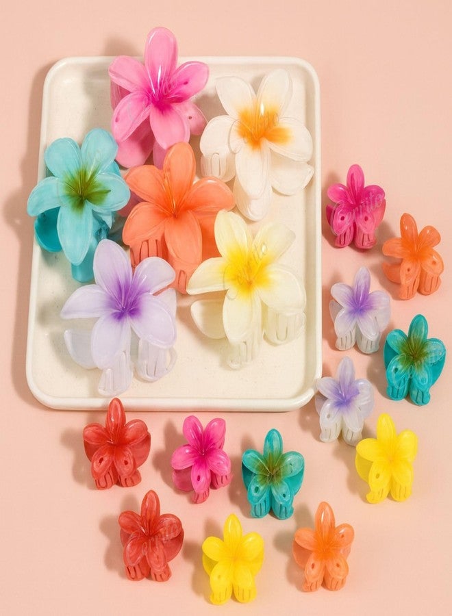 Cerrito 6 Pcs Flower Hair Claw Clips - Hawaiian Plumeria, Large NonSlip Clutchers for Hair, Strong Hold Hair Accessories For Thick or Thin Hair, Beach, Everyday Use (Multi-Size, Multicolor) - Image 1