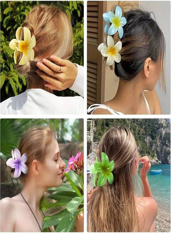 Cerrito 6 Pcs Flower Hair Claw Clips - Hawaiian Plumeria, Large NonSlip Clutchers for Hair, Strong Hold Hair Accessories For Thick or Thin Hair, Beach, Everyday Use (Multi-Size, Multicolor) - Image 3