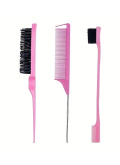 ORiTi 3 Pieces Hair Styling Comb Set Teasing Hair  Rat Tail Comb Edge Brush for Edge and Back Brushing, Combing Slicking Hair  - Image 5