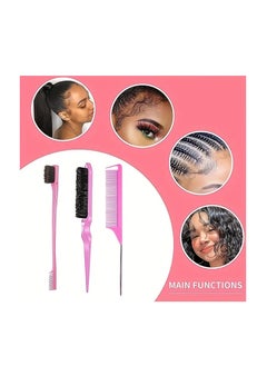 ORiTi 3 Pieces Hair Styling Comb Set Teasing Hair  Rat Tail Comb Edge Brush for Edge and Back Brushing, Combing Slicking Hair  - Image 4