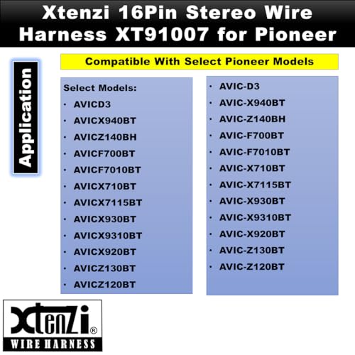 Xtenzi 16Pin Car Radio Power Wire Harness Connector Compatible with Pioneer AVICD3 AVICX940BT AVICX930BT AVICX9310BT AVICX920BT AVICZ120BT - XT91007 - Image 4