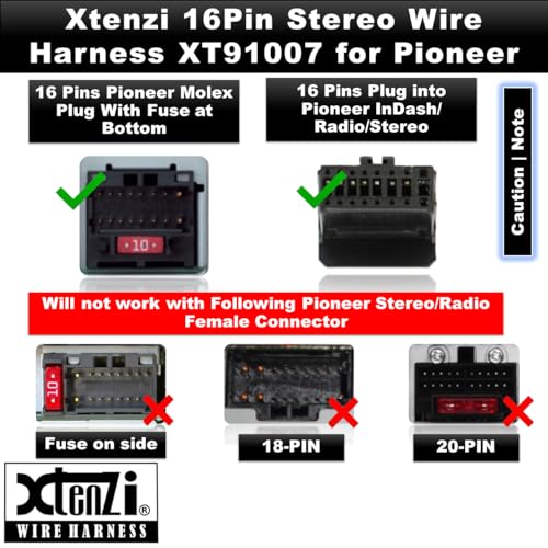 Xtenzi 16Pin Car Radio Power Wire Harness Connector Compatible with Pioneer AVICD3 AVICX940BT AVICX930BT AVICX9310BT AVICX920BT AVICZ120BT - XT91007 - Image 5