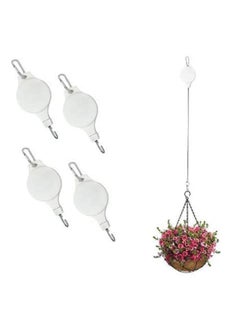 Plant Hanger Plant Hook Plant Pulley Adjustable and Retractable Plant Hangers Outdoor and Indoor Plant Hooks Wall Hanging Shelf Wall Shelf Organizer for Home Wall White Set of 4