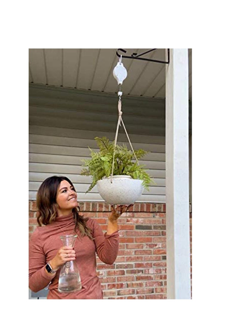 SYOSI - Plant Hanger Plant Hook Plant Pulley Adjustable and Retractable Plant Hangers Outdoor and Indoor Plant Hooks Wall Hanging Shelf Wall Shelf Organizer for Home Wall White Set of 4 - Image 1