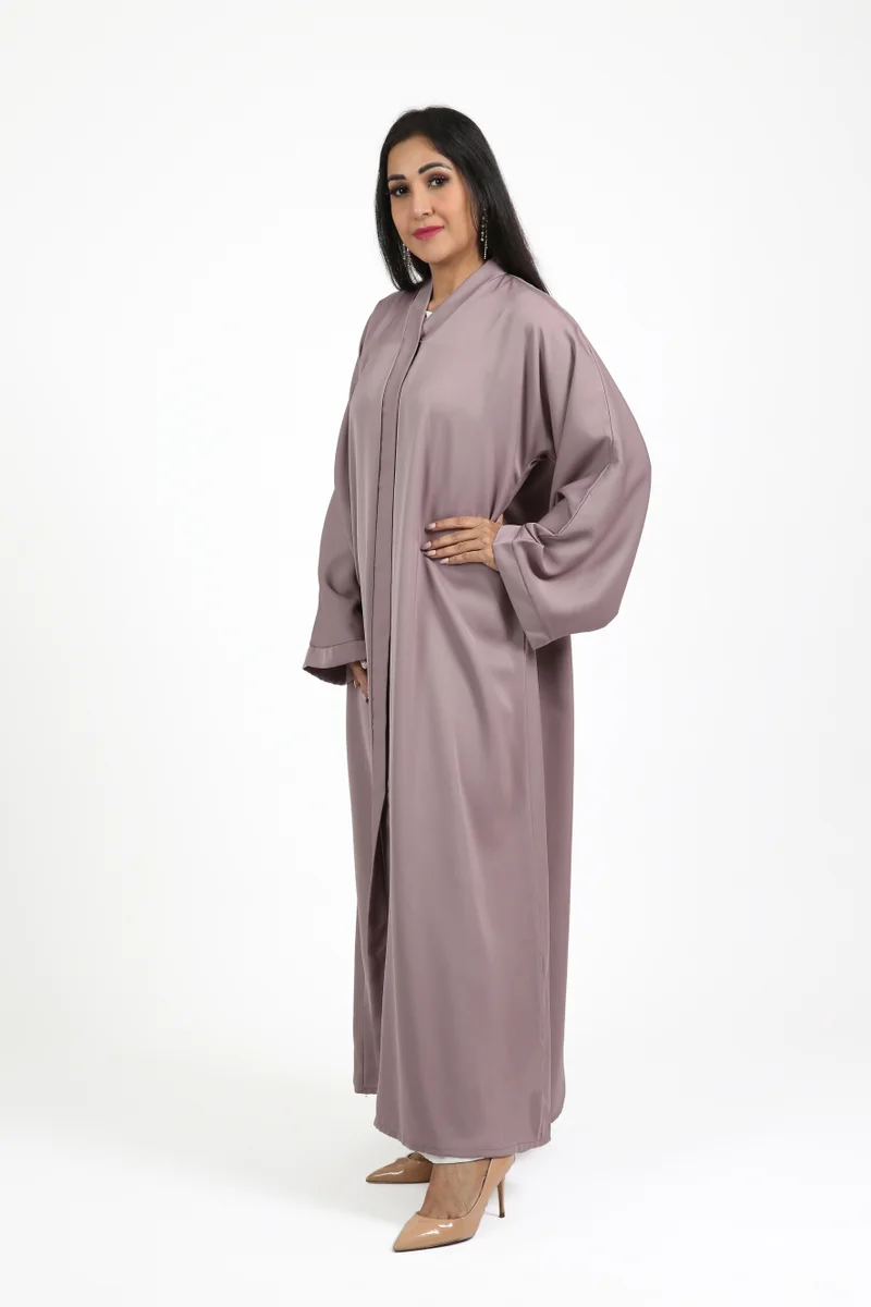 Nikias light purple colour nida plain abaya with full buttons.casual abaya for daily wear with matching sheila.