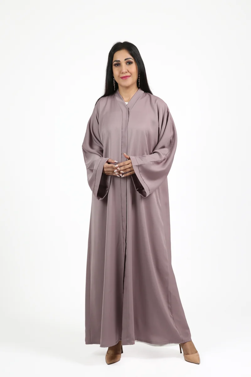 Nikias light purple colour nida plain abaya with full buttons.casual abaya for daily wear with matching sheila.