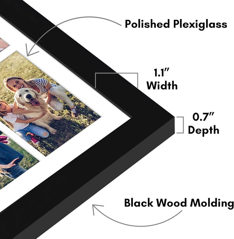 Americanflat 4x6 Collage Picture Frame with Polished Plexiglass  Multi Picture Frames Fit Nine 4x6 Photos or Use as One 14x20 Frame for Wall Display  Signature Collection  Black - Image 3