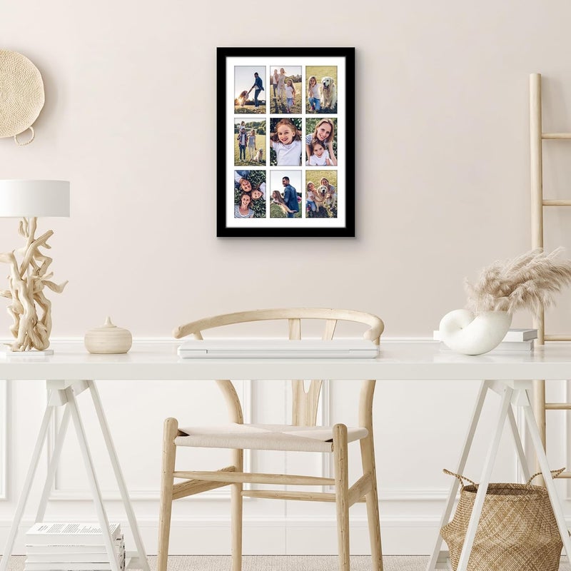 Americanflat 4x6 Collage Picture Frame with Polished Plexiglass  Multi Picture Frames Fit Nine 4x6 Photos or Use as One 14x20 Frame for Wall Display  Signature Collection  Black - Image 5