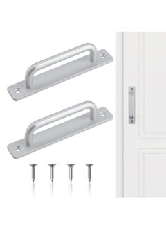 Excefore Sliding Door Handles, 2 Pcs Pull Push Door Handles, Stainless Steel Sliding Handles, Bathroom Kitchen Cupboard Cabinet Garage Shed Barn Gate Door Handles with Metal Plates (148mm x 25mm)  - Image 1