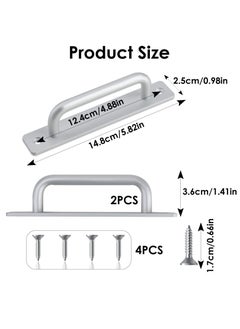Excefore Sliding Door Handles, 2 Pcs Pull Push Door Handles, Stainless Steel Sliding Handles, Bathroom Kitchen Cupboard Cabinet Garage Shed Barn Gate Door Handles with Metal Plates (148mm x 25mm)  - Image 2