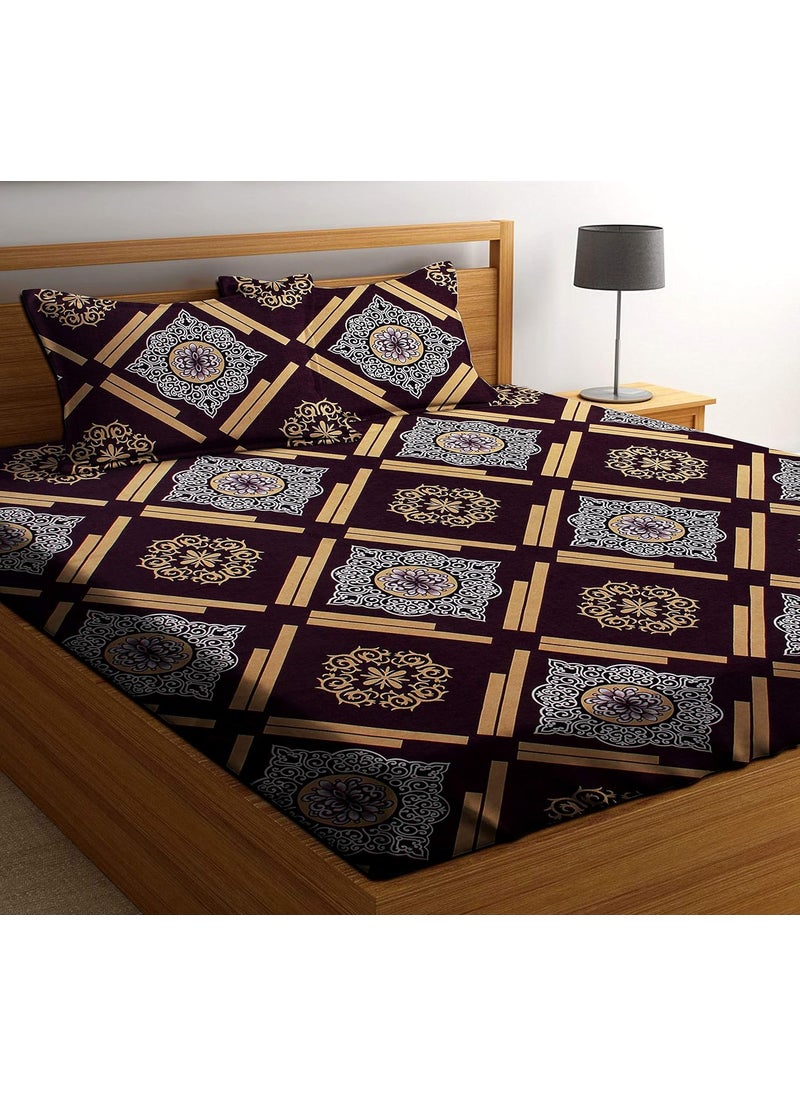 LEZANA LEZANA Glace Cotton Double bedsheets for Double Bed CottonFloral Double bedsheet with 2 Pillow Cover Multi5  - Image 1