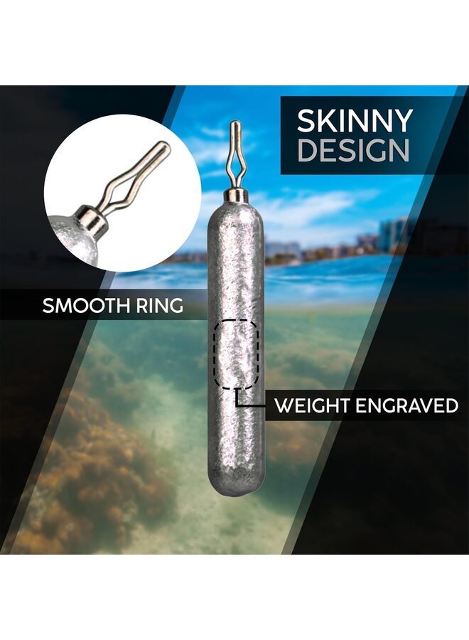 Generic 25 PCS Fishing Weights Sinkers Skinny Pencil Shaped Sinkers - Salt and Freshwater Fishing Weights - Snagless Sinker Fishing Weights for Bass Fishing Lures or Other Fish (10G) - Image 5
