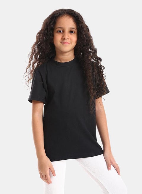 kady Round Neck Slip On Boys Cotton Tee girls black, 2 Years