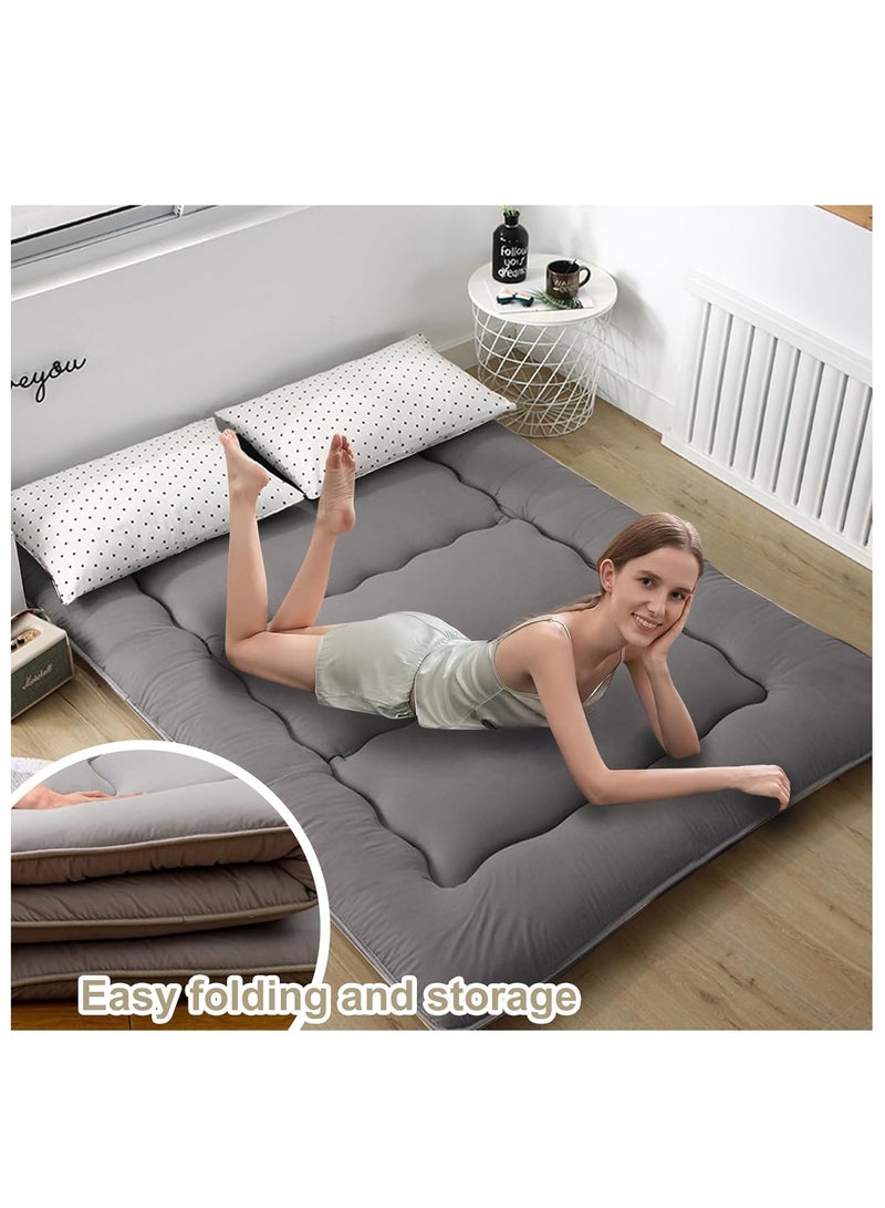 XiuWoo Thick Japanese Futon Mattress, Floor Mattress, Extra Thick Folding Roll Up Bed Topper Mat, Foam Mattress, Foldable Bed, Sleeping Pad, Travel Lounger Resting Bed  - Image 4