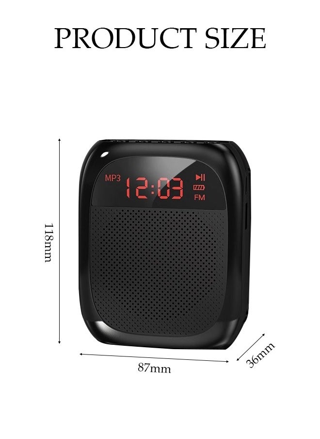 DUNISO Voice Amplifier With Wired Microphone Headphones, Portable Rechargeable System Speaker, Personal Voice Bluetooth Amplifier, Teacher Speaker, Equipped With Led Display And Belt, Suitable For Tour Guides, Teachers, Yoga, Fitness，Black  - Image 2