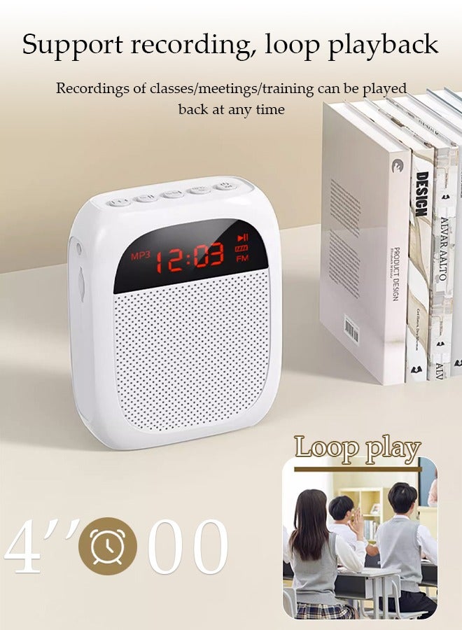 Voice Amplifier With Wired Microphone Headphones, Portable Rechargeable System Speaker, Personal Voice Bluetooth Amplifier, Teacher Speaker, Equipped With Led Display And Belt, Suitable For Tour Guides, Teachers, Yoga, Fitness，Black