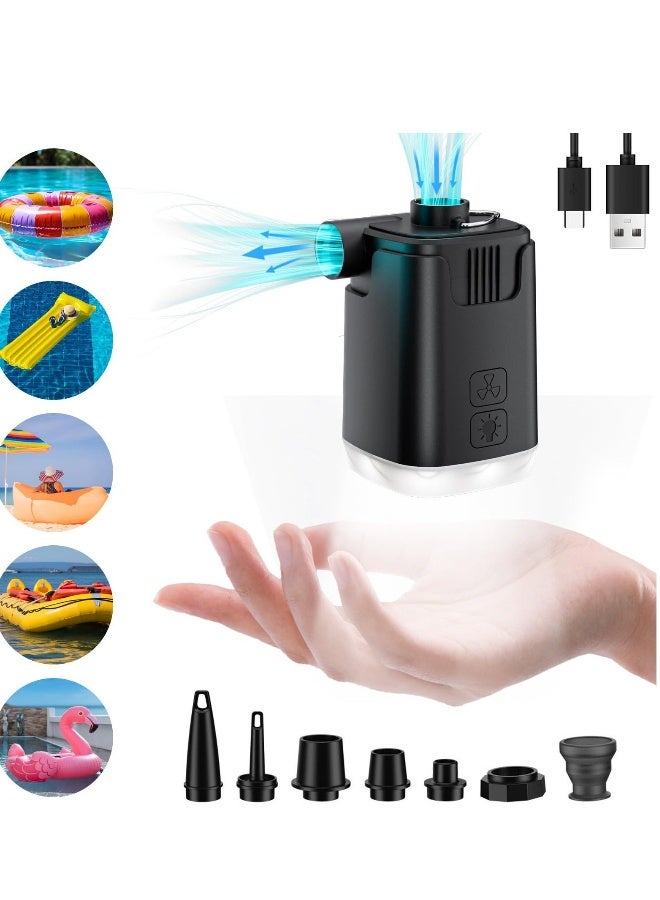 Generic Air Pump Portable for Inflatables 4000mAh Mini Air Mattress Pump LED Light USB Rechargeable Travel Electric Air Pump for Camping Pads Pool Floats Swimming Rings Vacuum Bags Travel  - Image 1